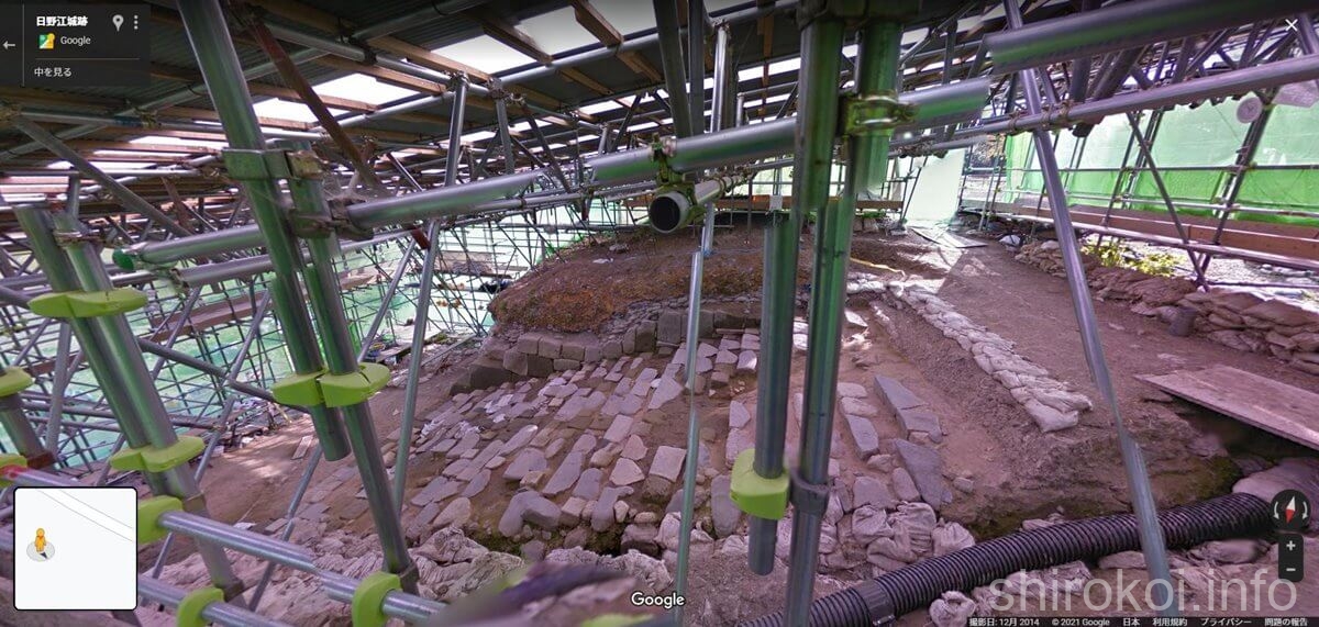 日野江城　階段遺構　発掘当時の様子　横から