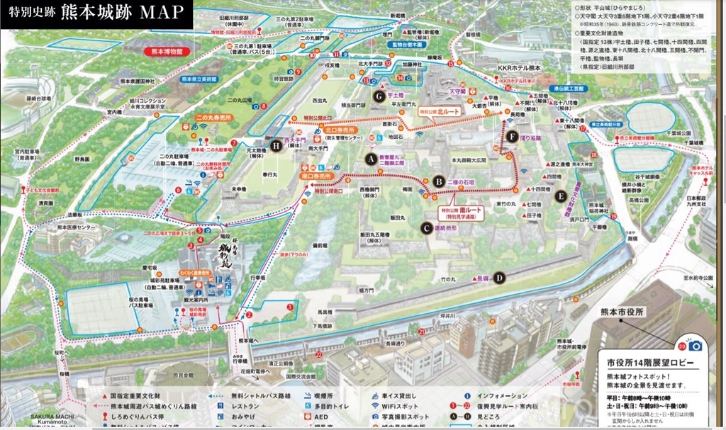 熊本城　特別見学通路　案内図